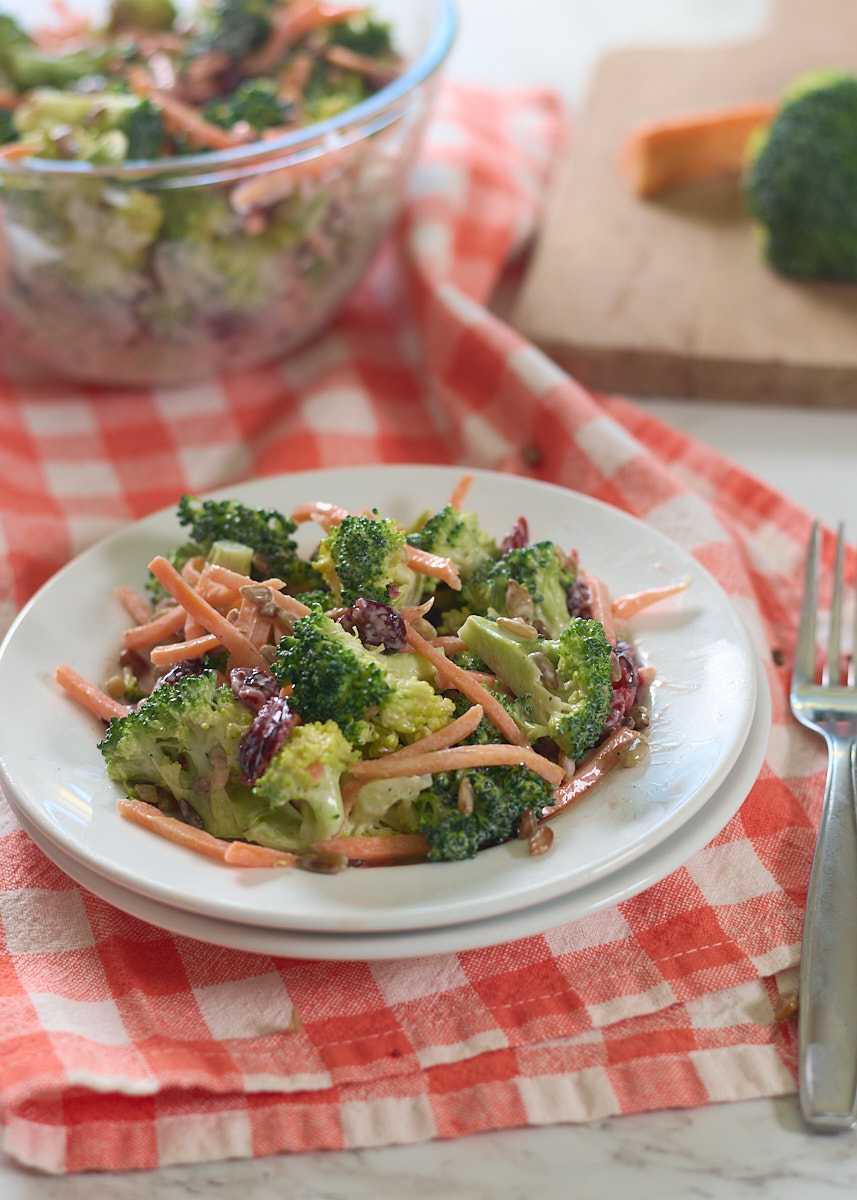 Broc Carrot Salad on a plate
