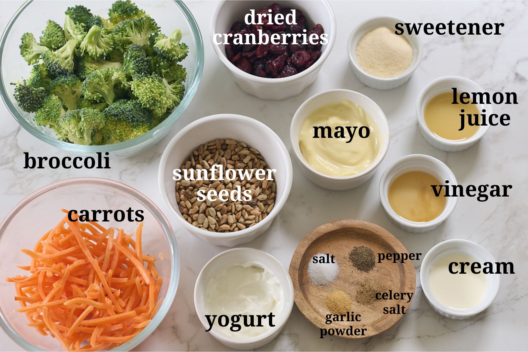 broccoli carrot salad, ingredients