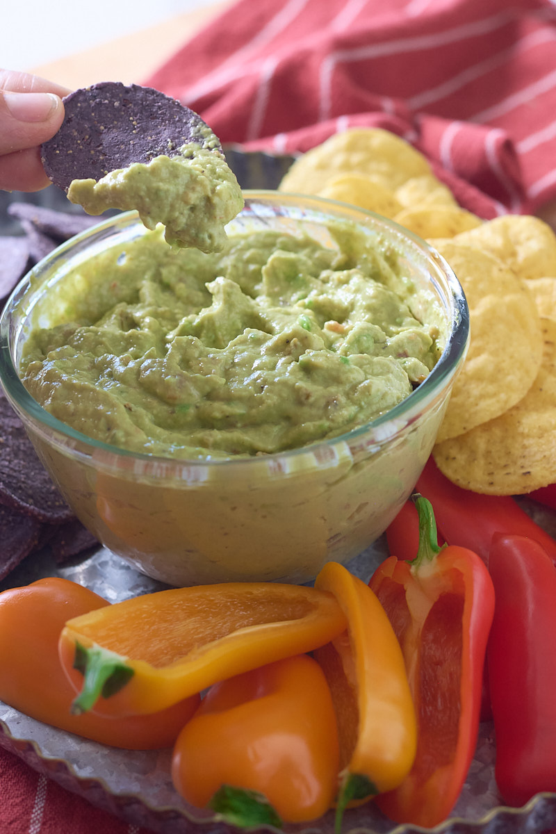 guacamole chip dip, purple