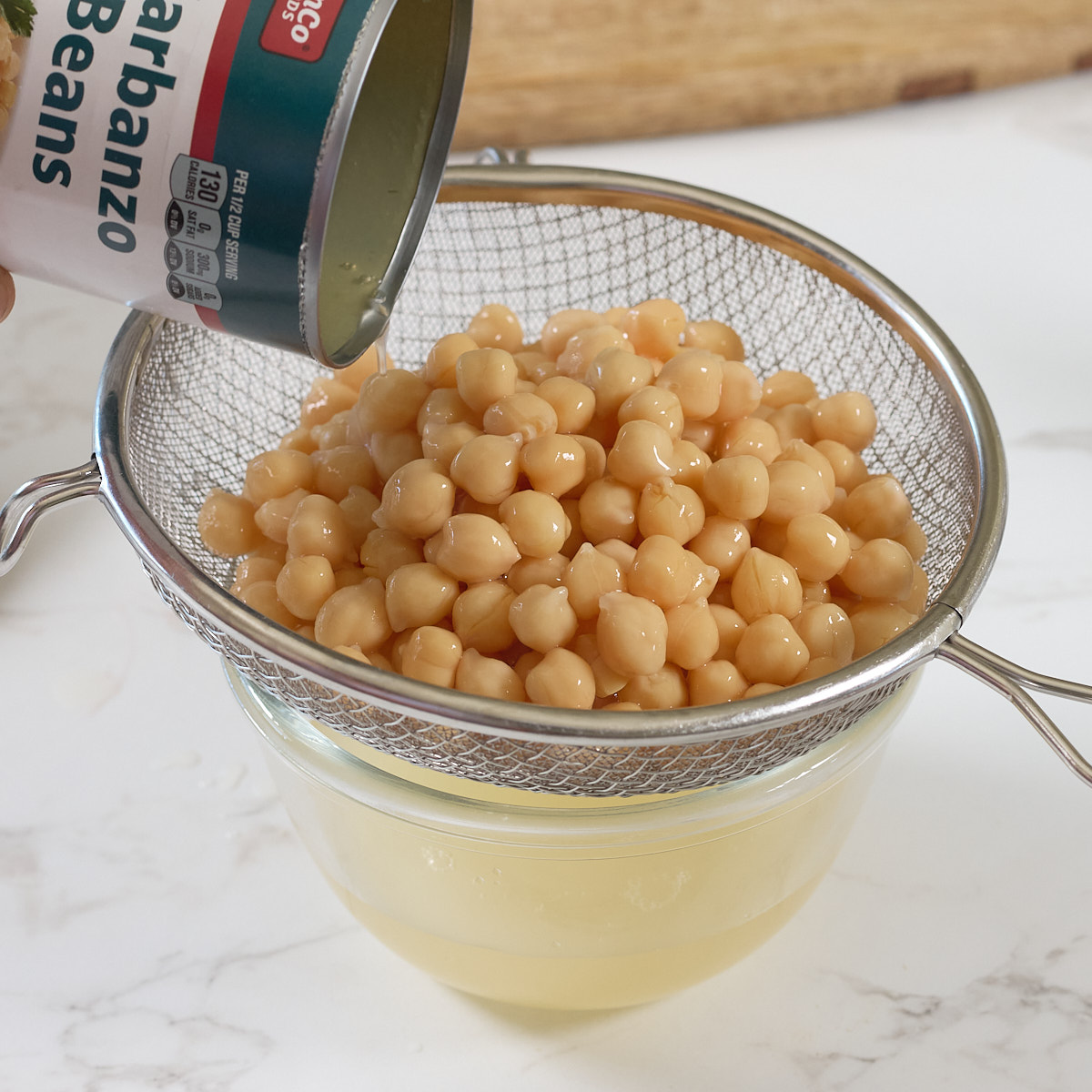 step 1. drain chickpeas