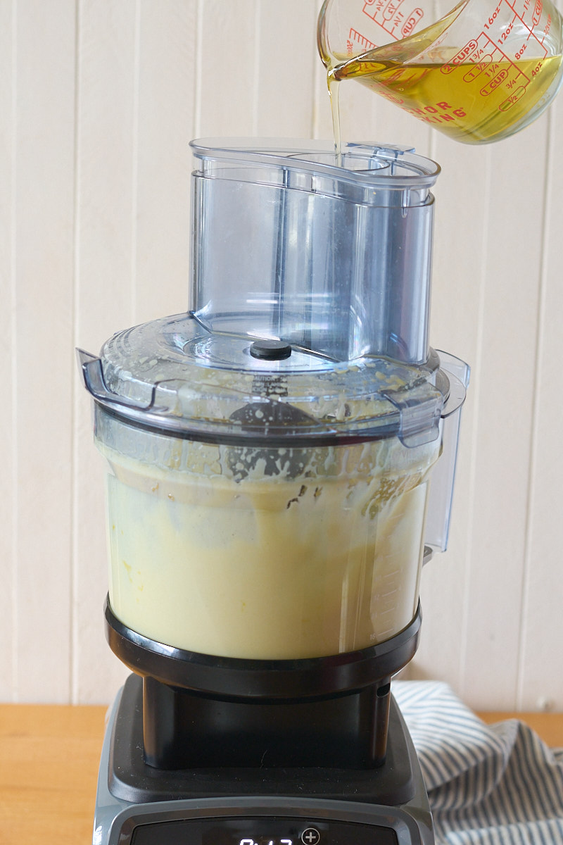 step 2. pour oil in steady stream