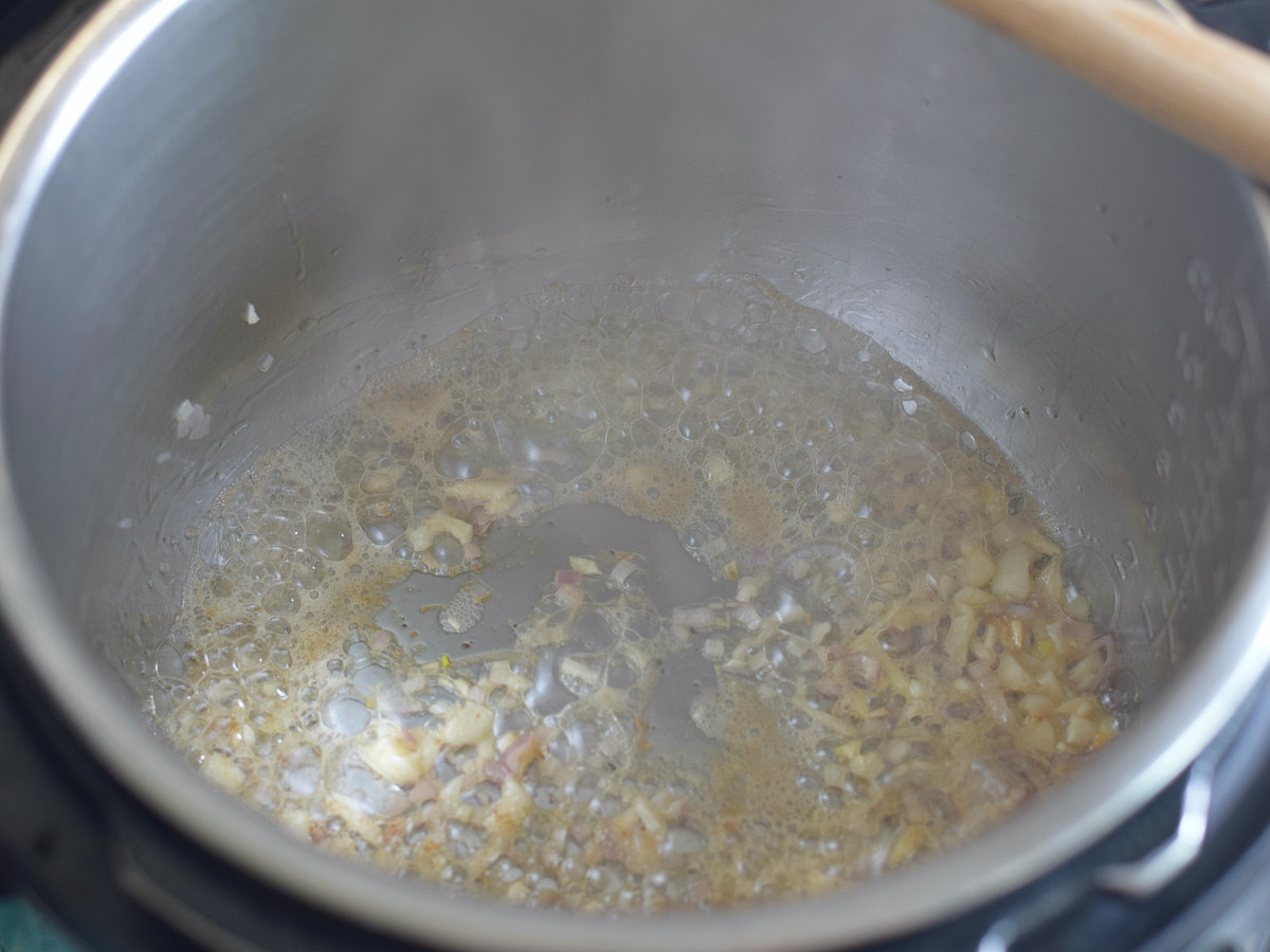 step 2. saute garlic, shallot 
