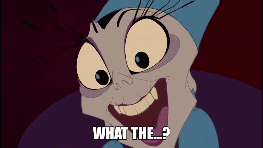 Yzma with spinach in teeth GIF