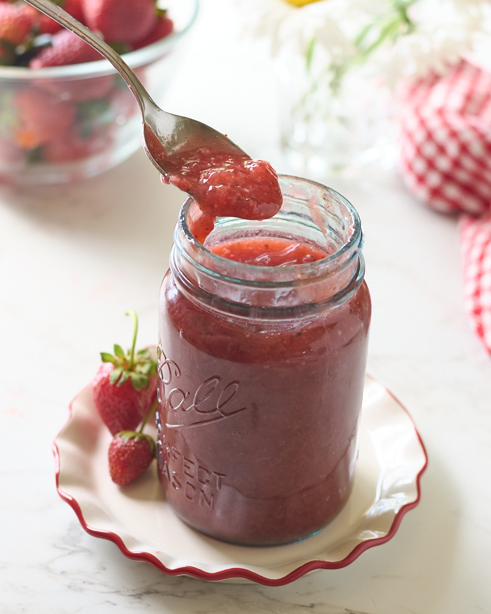jam closeup, with spoon