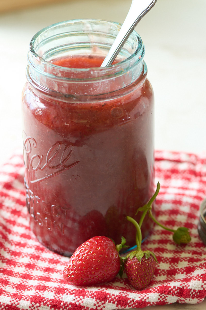 macro jam jar, berries