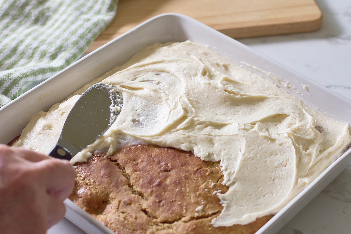 frosting the zucchini cake