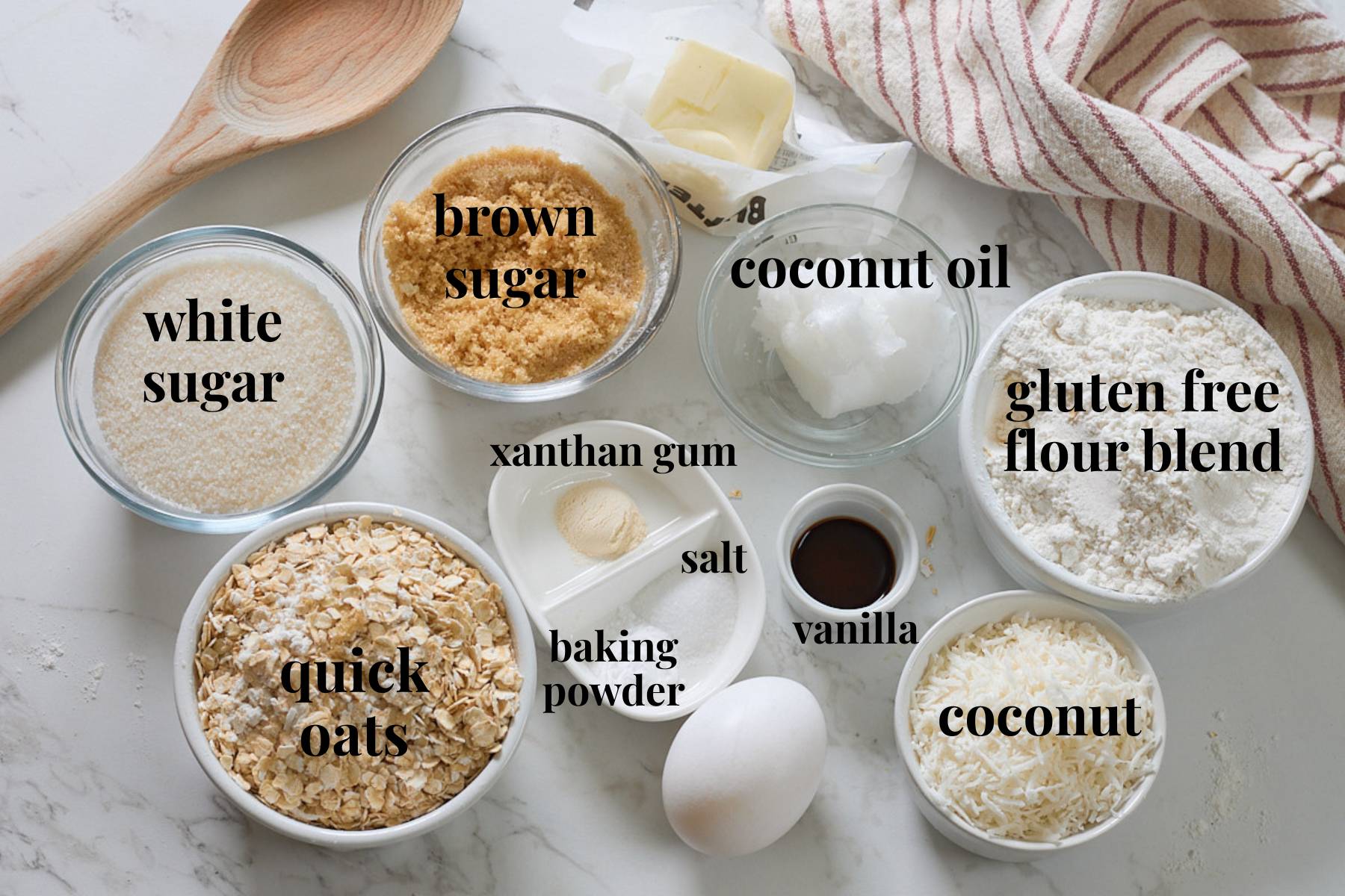 oatmeal coconut cookies, ingredients