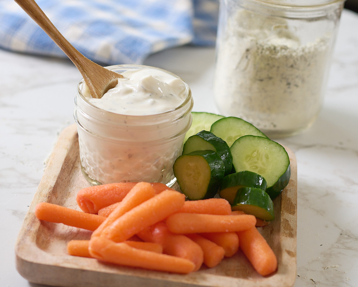 ranch dip, veggies wide