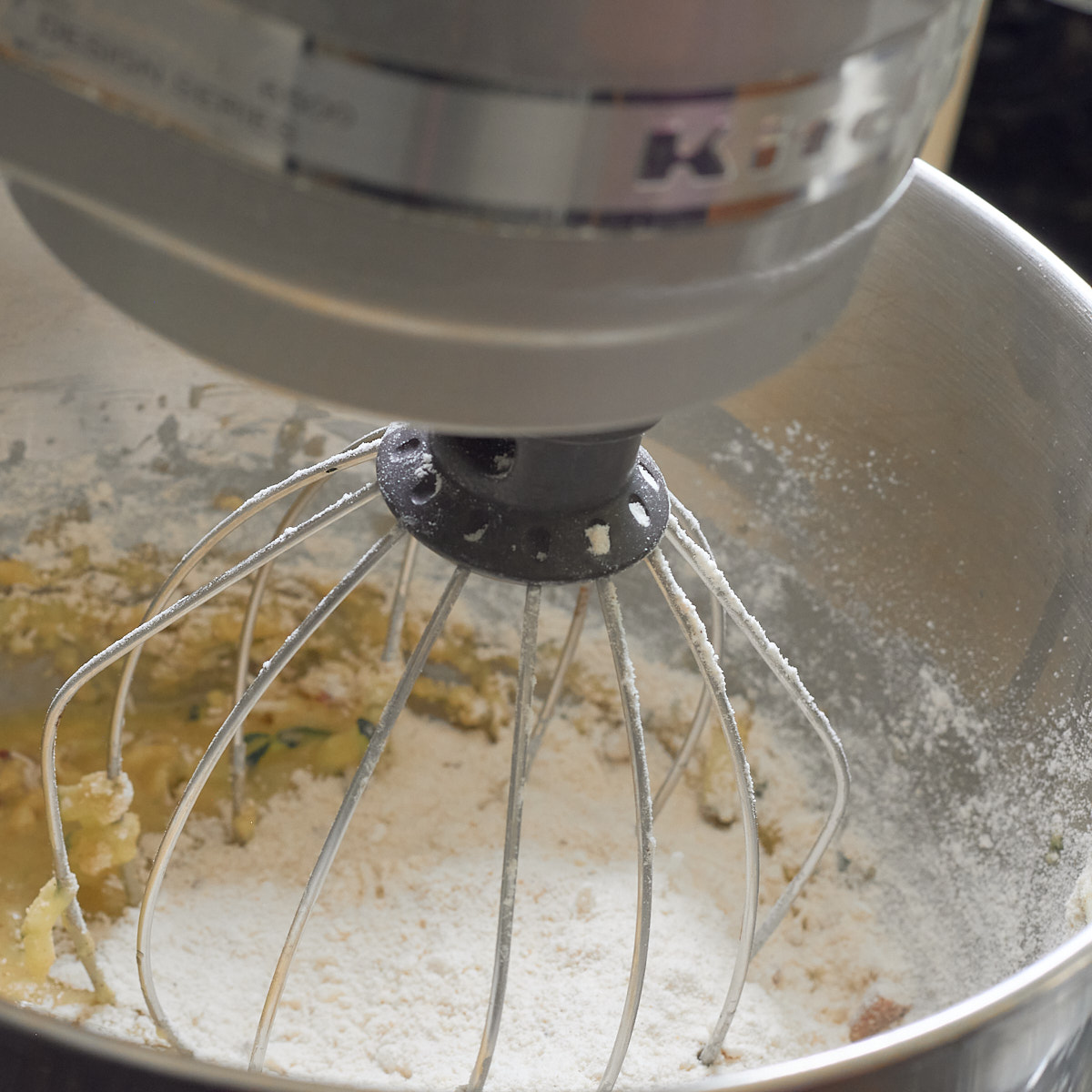 step 5. add flour mixture to mixer
