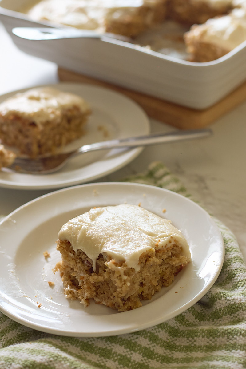 zucchini cake with frosting drip
