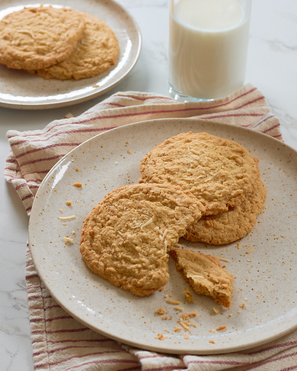 cookies on plate with milk