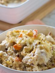 chicken and wild rice casserole in bowl