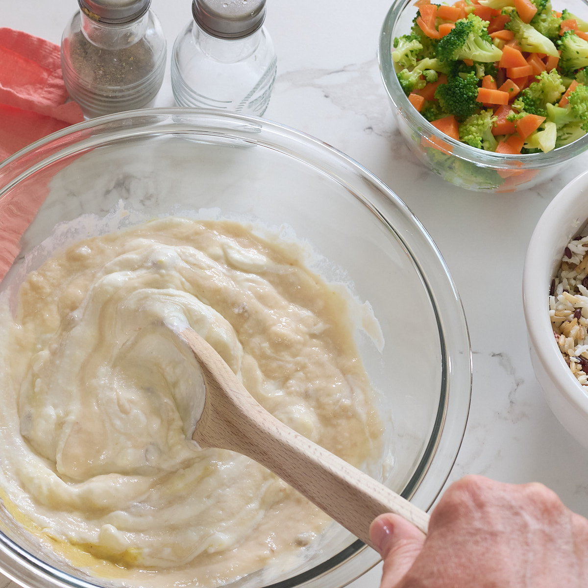 step 1. combine soup, yogurt, mustard