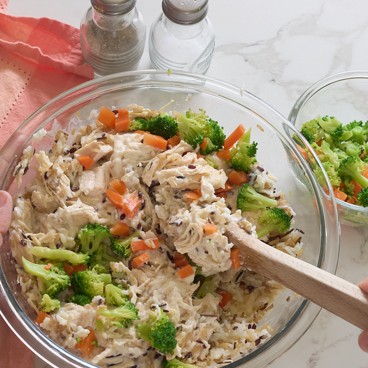 step 2. add chicken, rice, and vegetables